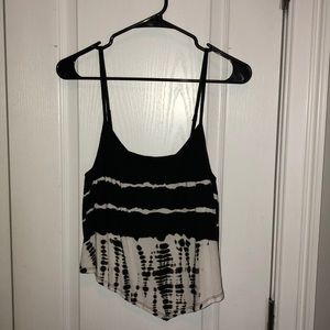 Black and white tie-dye cropped tank top
